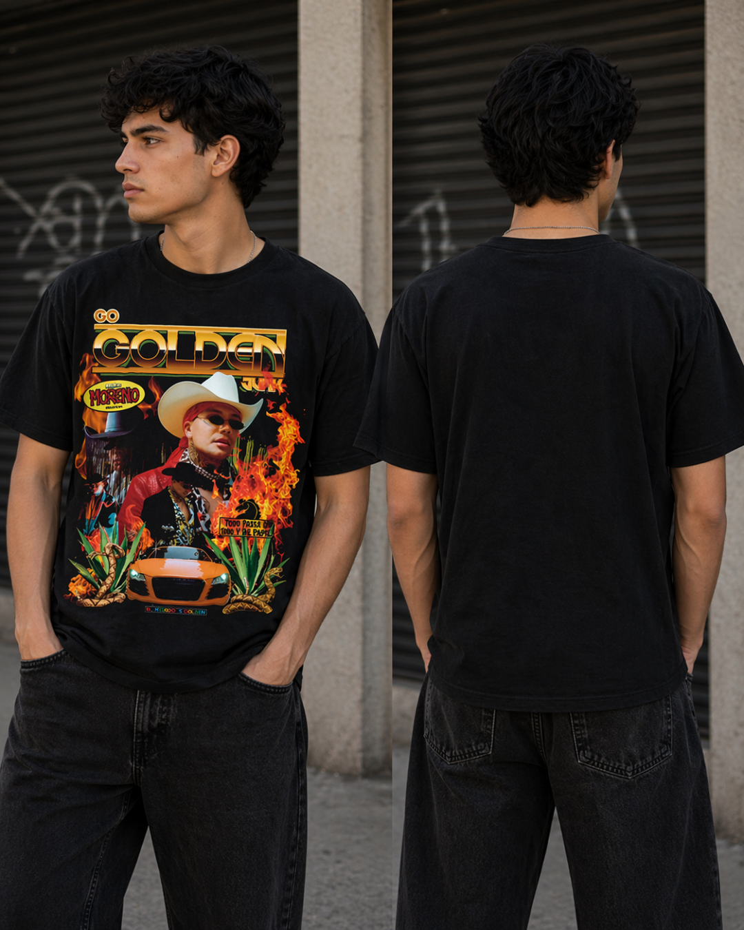 Go Golden Junk Fire Tee Black | Model