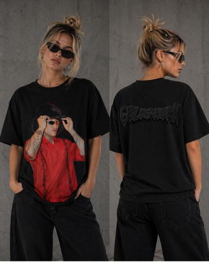 Go Golden Junk Photo Tee Black | Model