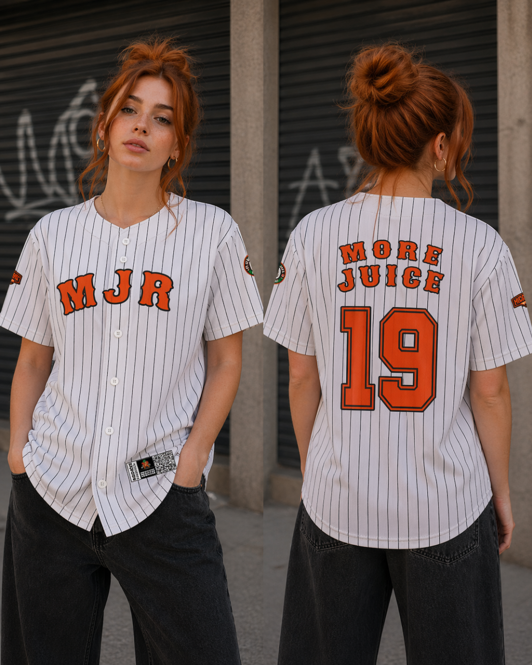 MJR Baseball Jersey 19 White | Model