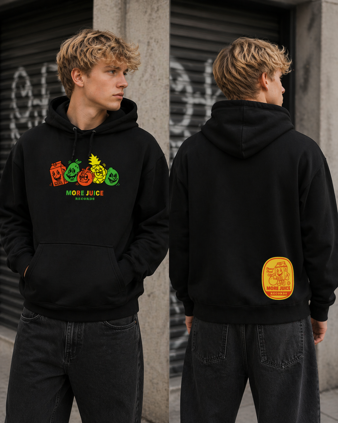 More Juice Fruits Hoodie Black | Model